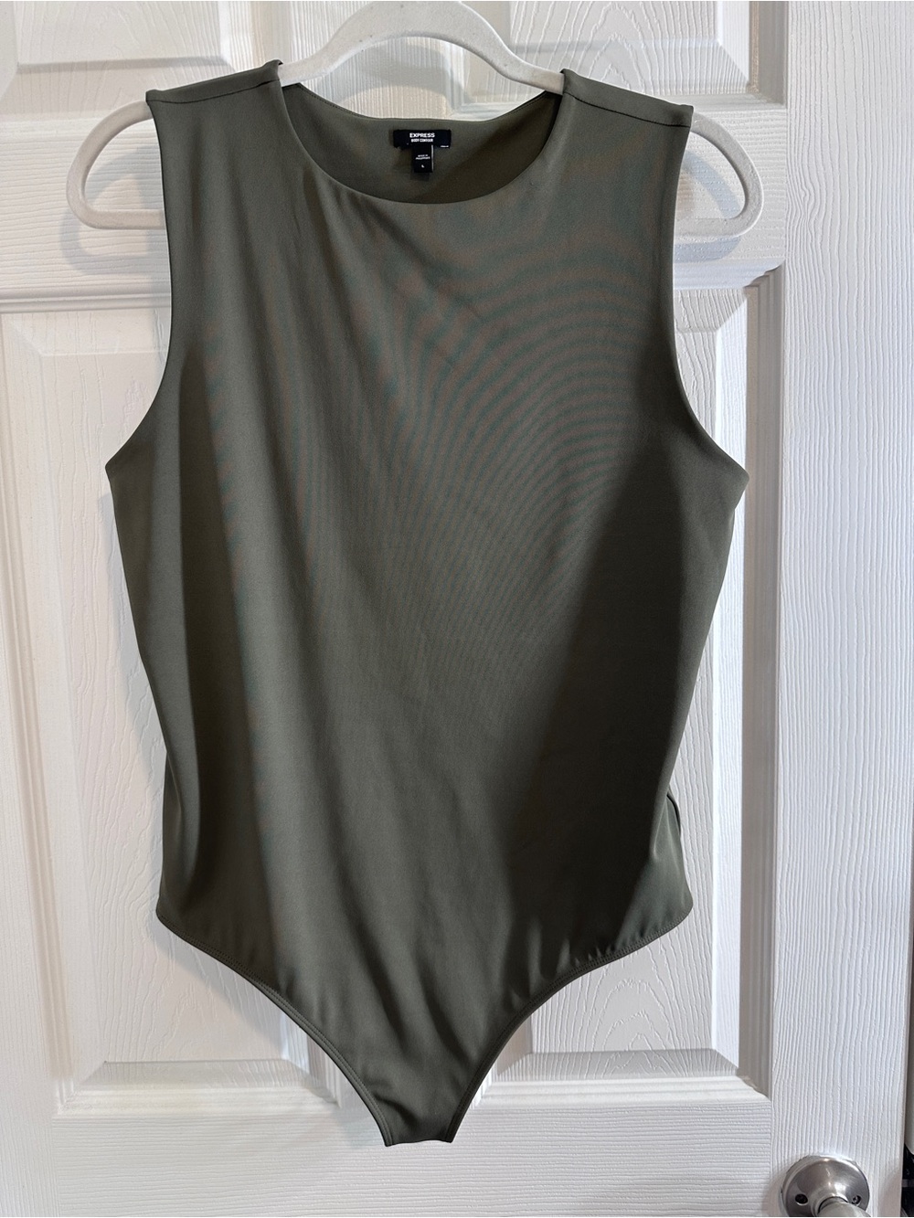 Express Body Contour Olive Green Sleeveless Bodysuit Size L